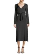 Lourdes Wrap-front Long-sleeve Jersey Cocktail Dress