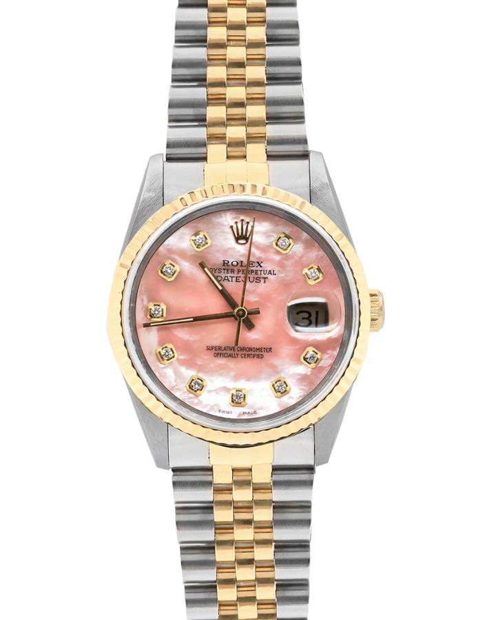 Pre-owned Oyster Perpetual Datejust Jubilee Watch With Diamonds, Gold/steel/pink