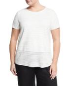 Shimmer Striped Fitted Sweater, White,