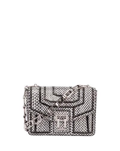 Hava Snake Patchwork Chain Shoulder Bag, Black/white
