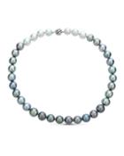 14k White Gold Rainbow Tahitian & South Sea Pearl Necklace,