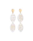Flat Pearly Disc Dangle Earrings