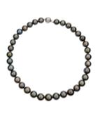 14k White Gold Short Tahitian Pearl Necklace, Black