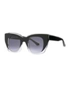 Intimacy Square Cat-eye Sunglasses, Black/clear