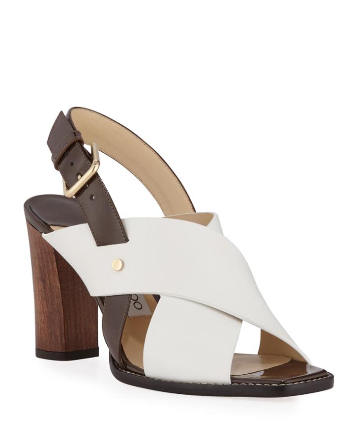 Aix Wooden-heel Vachetta/patent Slingback