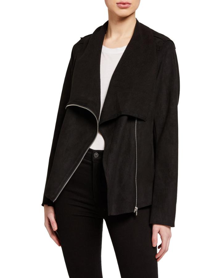 Faux-suede Asymmetric Zip Jacket