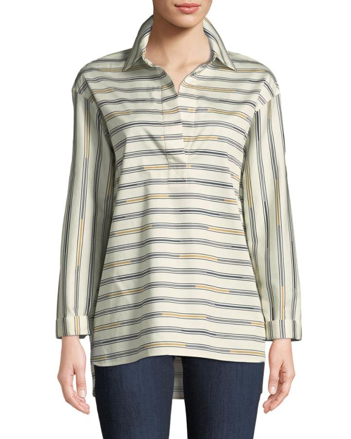 Beckett Industry Stripe Stretch-cotton Blouse