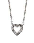 14k White Gold Open Diamond Heart Necklace