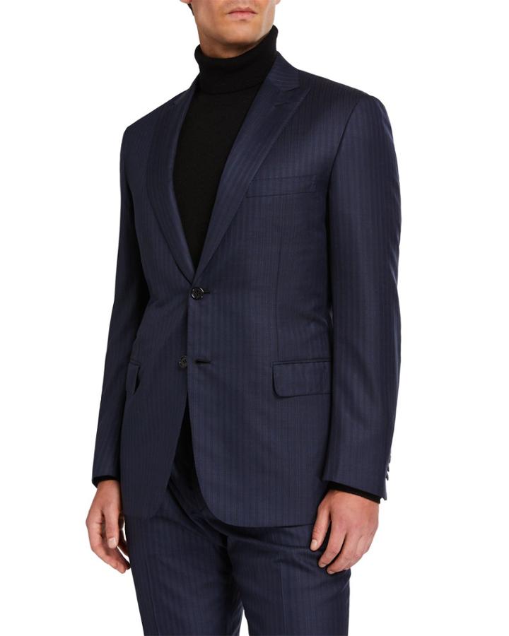 Men's Pinstriped Wool-silk Two-piece