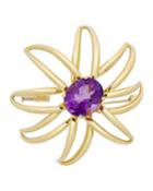 Estate 18k Yellow Gold Amethyst Flower Brooch