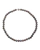 14k White Gold Tahitian Pearl-strand Necklace, Black