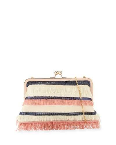 Multi-fringe Sequin Clutch Bag, Pink
