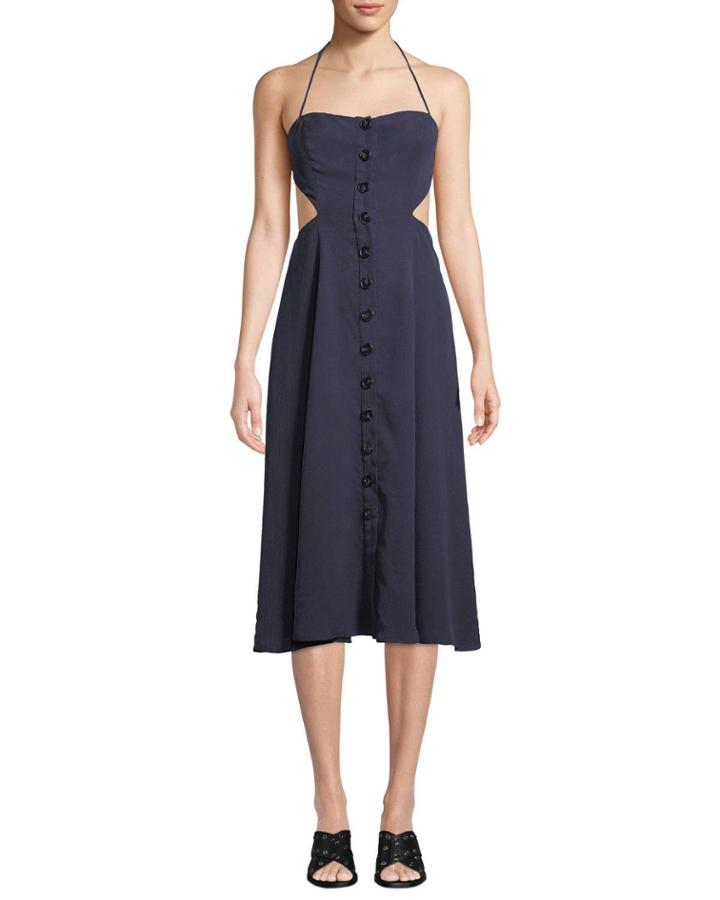 Lina Open-back Button-front Dress