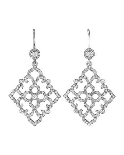 18k White Gold Diamond Lace Drop Earrings