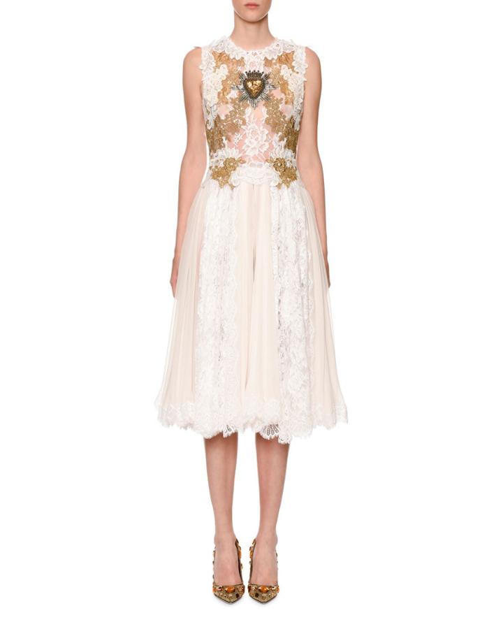 Sleeveless Sacred-heart Embellished Chantilly