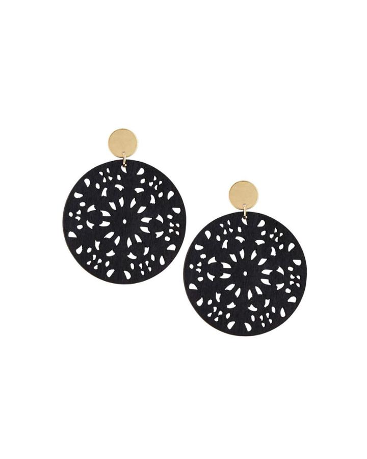 Black Cutout Wood Drop Earrings