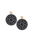 Black Cutout Wood Drop Earrings