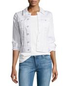 Robyn Button-front Denim Jacket, True White