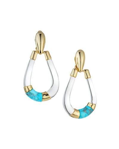 Lucite Colorblocked Teardrop Earrings, Clear
