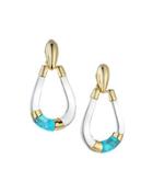 Lucite Colorblocked Teardrop Earrings, Clear