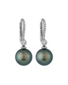18k Tahitian Pearl & Diamond Drop Earrings