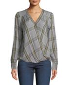 Plaid Wrap Shirttail Blouse