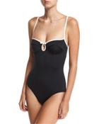 Contrast-trim Underwire One-piece