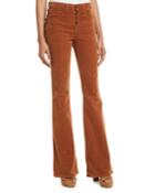 Beverly Skinny Flared Corduroy Pants W/ Button Fly