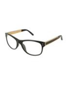 Rectangular Acetate/snakeskin/titanium Optical Glasses