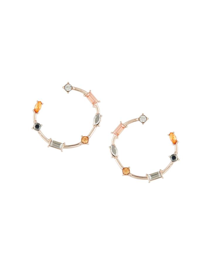 Front-facing Multi-stone Hoop Earrings