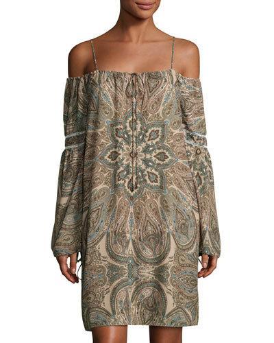 Off-the-shoulder Boho Sheath Dress,