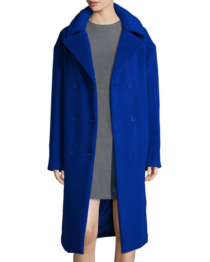 Double-breasted Brushed Llama Hair Coat