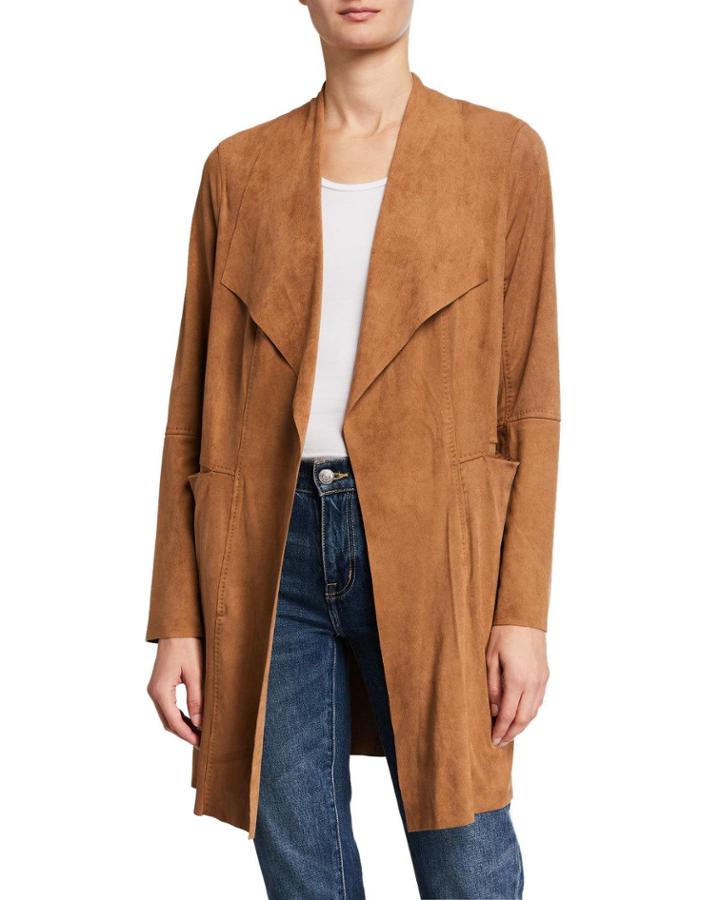 Faux-suede Shawl-collar