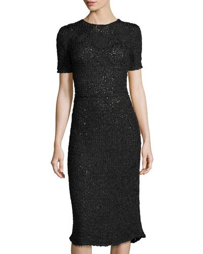 Hand-looped Silk Dress, Black