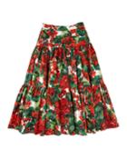 Girl's Geranium Print Tiered Poplin Skirt,