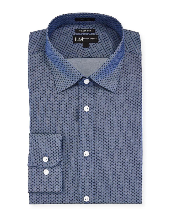Men's Trim-fit Printed Dress