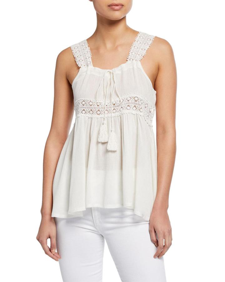 Playa Blanca Crochet Lace Empire Waist Tank