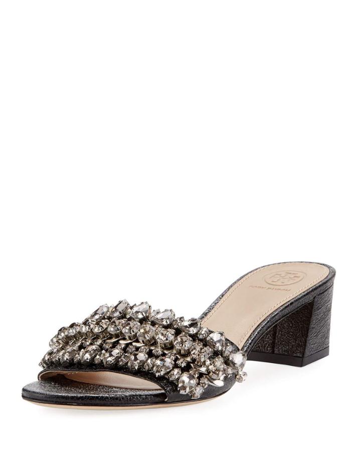Beverly Embellished Crinkle-leather