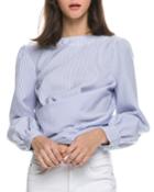 Striped Low-back Long-sleeve Cotton Top