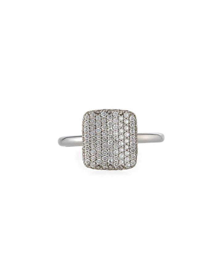 18k White Gold Diamond Square Ring,