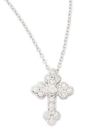 Tiny White Diamond Guinevere Cross Necklace