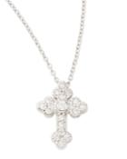 Tiny White Diamond Guinevere Cross Necklace