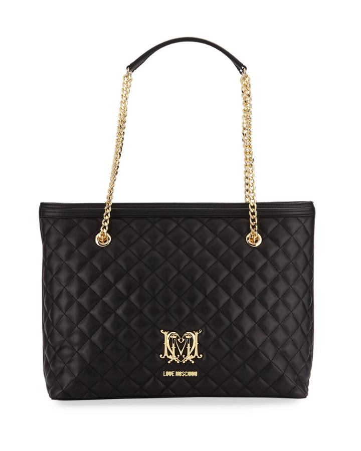 Quilted Chain Shoulder Tote Bag