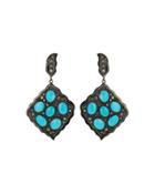 Pave Diamond & Turquoise Drop Earrings