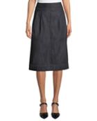 High-waist A-line Denim Knee-length