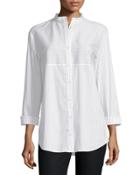 Nicoletta Button-front Striped Blouse, Cloud/multi