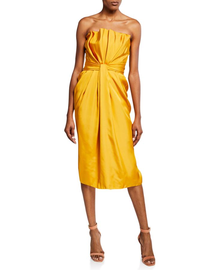 Strapless Liquid Satin Cocktail Dress