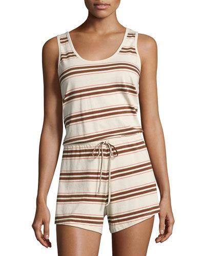 Strokes Striped Jersey Short Jumpsuit, Red/white