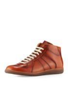 Men's Replica Leather Mid-top Sneakers, Brown