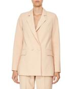 Double-breasted Oversized Crepe Jacket, Beige
